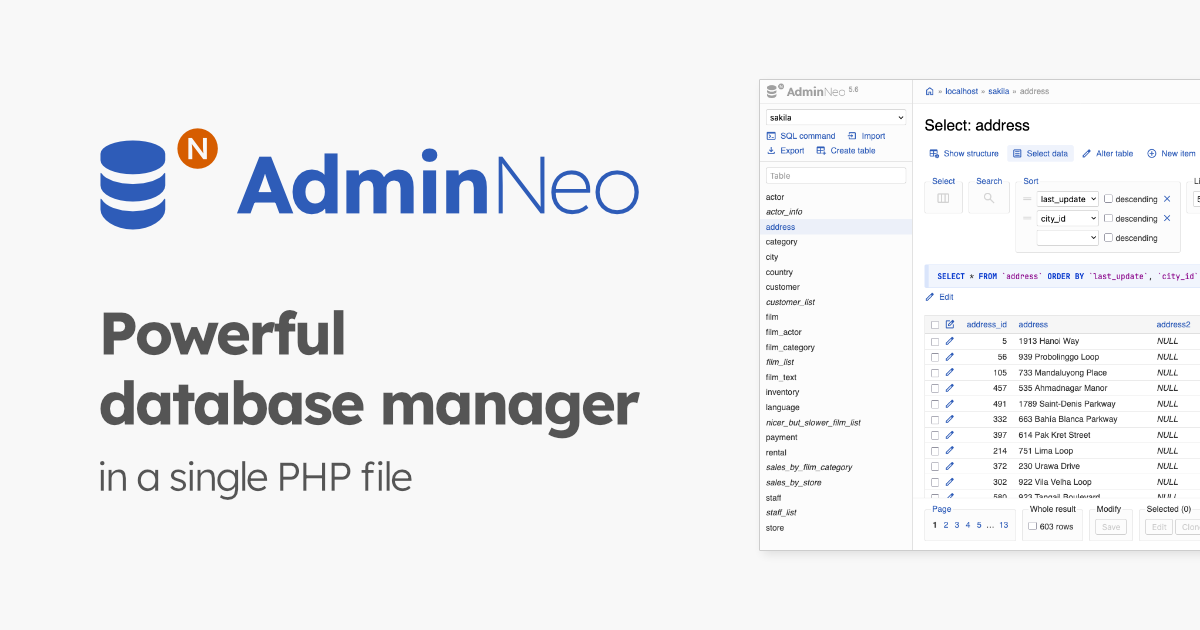 Download | AdminNeo database manager