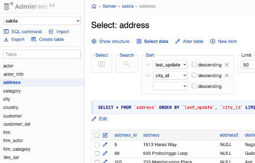 AdminNeo screenshot